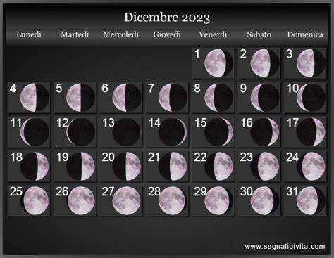 luna calante dicembre 2023